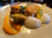Glin Valley Chicken with Breast and Leg Farci, Marjoram Gnocchi and Smoked Cheese Foam at The Twelve