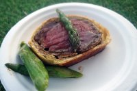 32 day aged beef Wellington, buttered asparagus from Plum and Spilt Milk