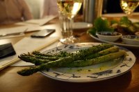 Roasted asparagus with soy and yuzu