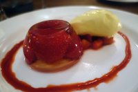 Champagne and Strawberry Jelly with Clotted Cream Ice Cream