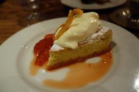 Olive Oil and Sauternes cake with blood orance and fromage frais