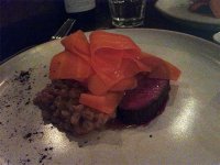 Fallow deer with toasted barley and ribbons of carrot