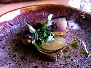 Prettiest thing on a plate - Burnt onions with gin and thyme at Story