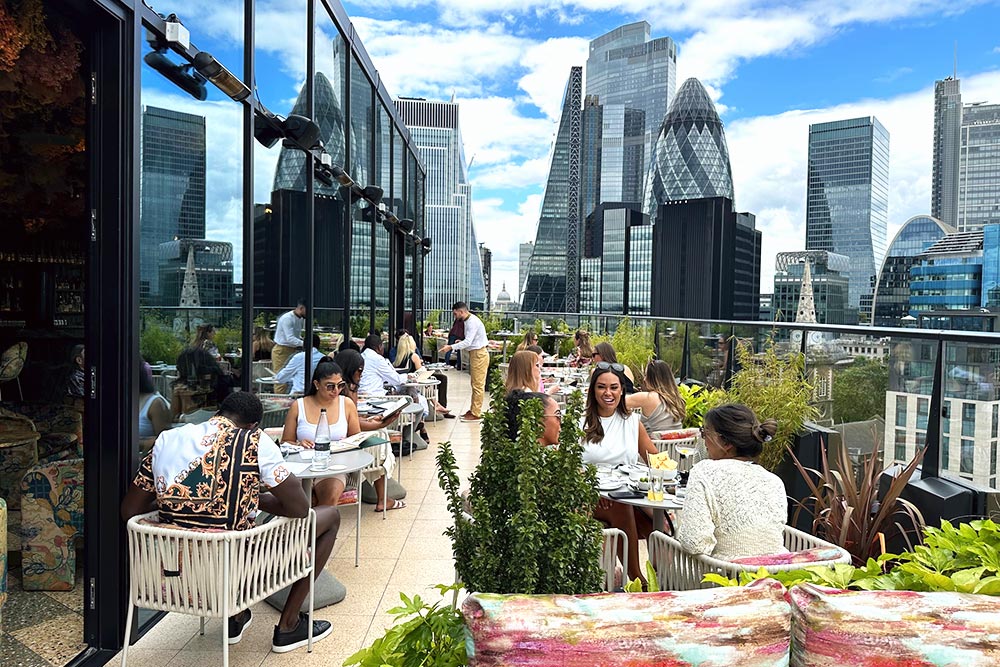 florattica weekend brunch review city of london rooftop