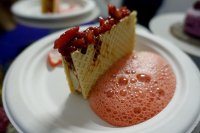 Tartine of duck foie gras, glazed strawberry tagada from Club Gascon