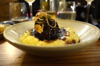 Beef cheek with smoked mash and crispy shallots