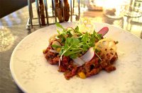 Beef tartare, egg yolk, sourdough