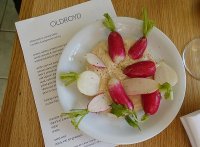 Summer radishes, smoked cod's roe and celery salt