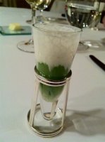 Chilled cucumber soup with Yoghut foam