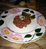 Tartare, topped with a quail’s egg