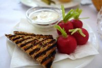 Radishes with cream cheese and dill and toast