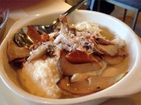 Grits with girolles, pecorino and truffle oil