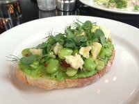 Broad beans and Caerphilly