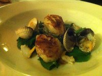 Scallops with lardo at the Kingham Plough