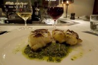 Monkfish tails with rocket and pesto