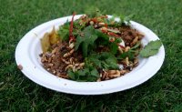 Mince and tatties, spiced beef and veal mince, Bombay potatoes, shallot and ardana puffed wild rice from Modern Pantry