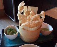 Crunchy Rice Senbei Crisps with; Avocado-Jalapeno Dip