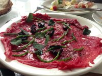 Beef carpaccio, blackberry, nasturtium and samphire