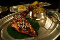 Tandoori guenea fowl breast, leg and green mango chat, mint coriander chutney