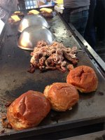 The Draper's burgers being prepared