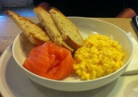 Scrambled eggs with smoked salmon at Daylesford