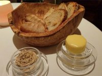Potato sourdough and star anise rolls with whipped caraway and english butters