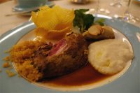 Grouse with celeriac, walnut and salted grapes (and a great big dollop of bread sauce)