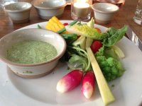 Seasonal vegetables with lovage mayonnaise