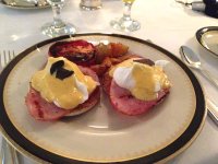 Eggs Benedict with truffles at the Lowell