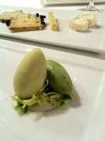 The cheese course, served with apple and celery sorbets