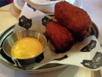 Chorizo with butternut squash croquettes