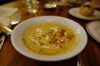 Jersey royal and scallop soup