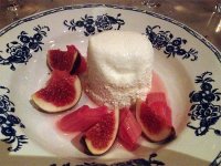 Creme nantaise with figs and rhubarb