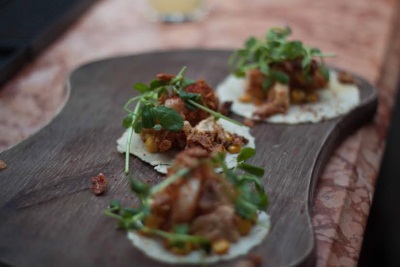 kimchinary cornflake chicken tacos - photo by Louis Fernando