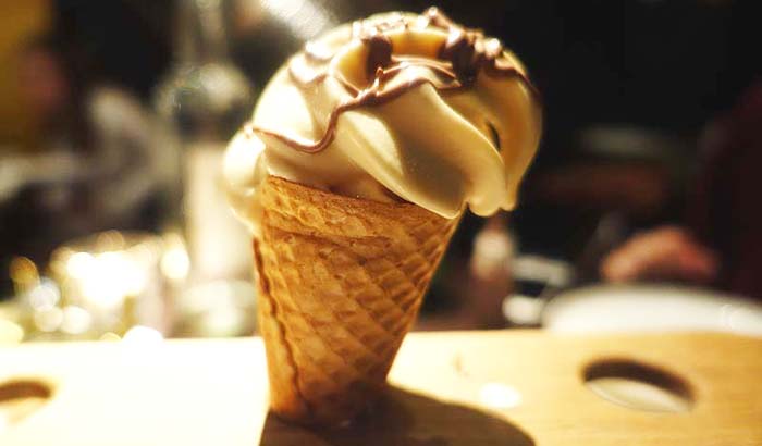 Roast milk soft serve ice cream