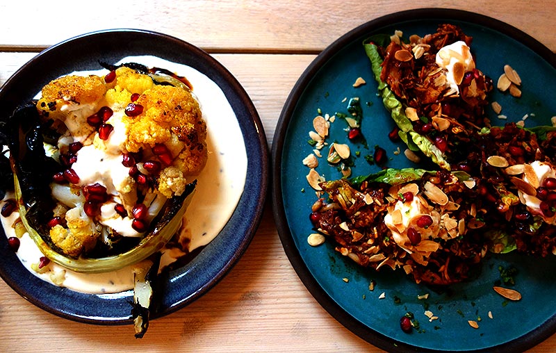 Cauliflower and Turkey in lettuce Cups