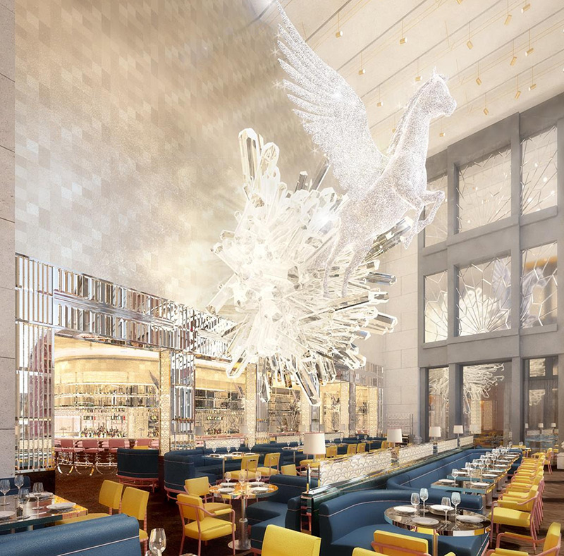 Selfridges team up with Caprice for Brasserie of Light (inc a huge Damien Hirst crystal Pegasus)