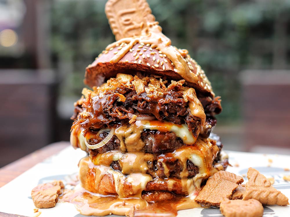 Filthy buns unleash their Short Rib & Biscoffy Peanut Butter Burger