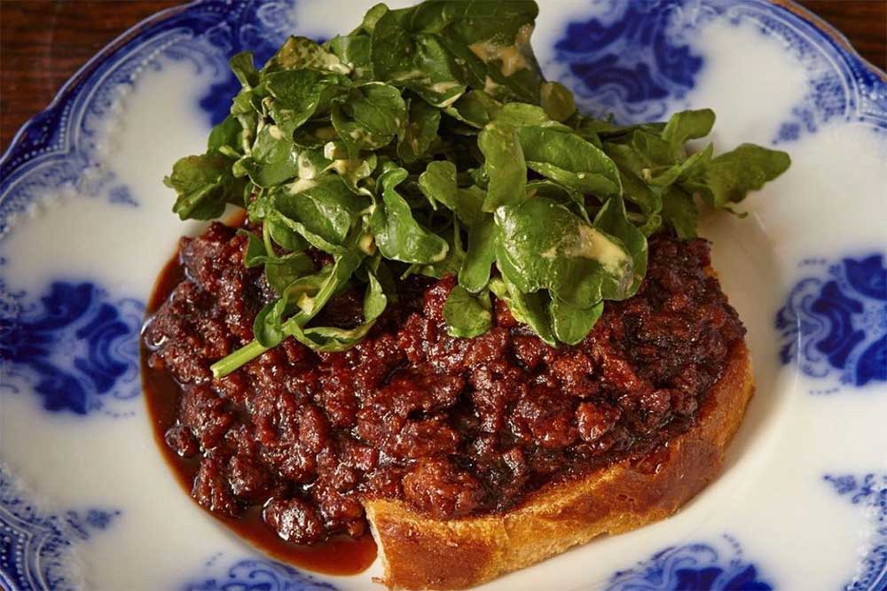 mince on toast at quality chop house london