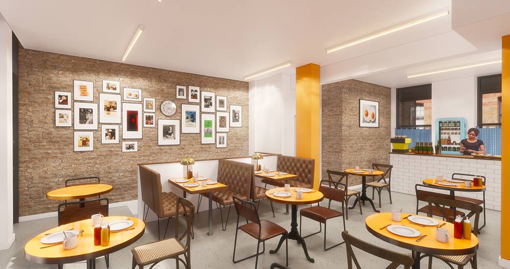 The Sunny Side Up cafe is a Veuve Clicquot breakfast cafe in Soho