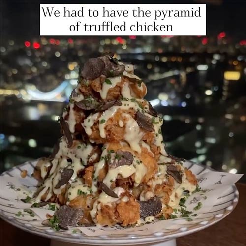 Chicken with a view from The Shard at Oblix