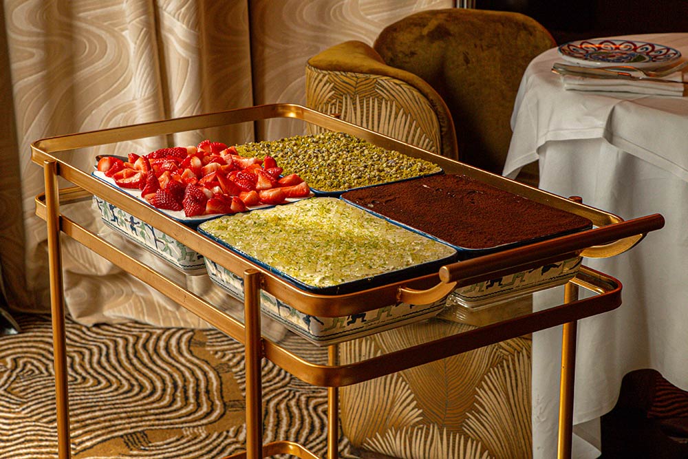 A tiramisu trolley with four different takes is being wheeled over to Barbarella in Canary Wharf