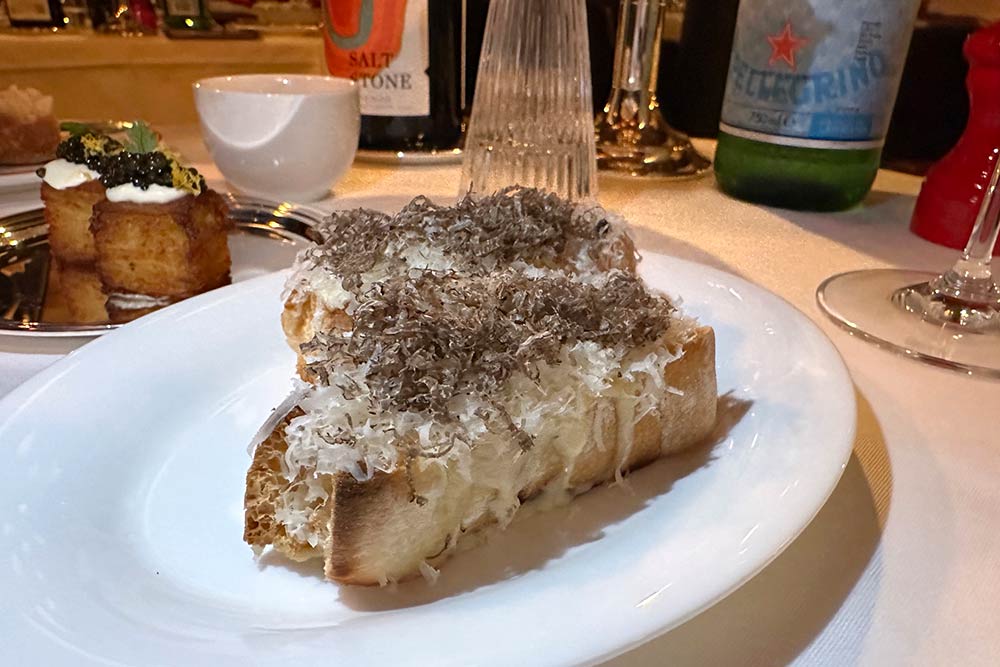 The Dover (Mayfair) - Quattro formaggi ‘on toast’ with crispy focaccia and black truffle