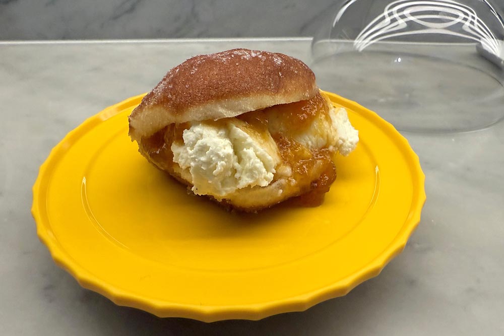Pick & Cheese (Camden) - Whipped rosary goat's cheese doughnut