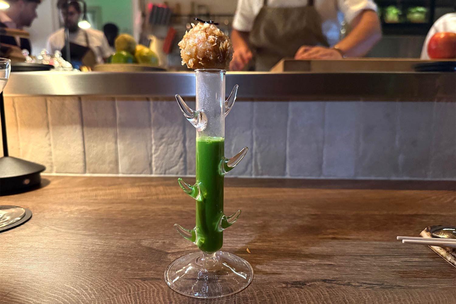 Aces Foodcraft: Prawn dumpling and mussel "green juice"