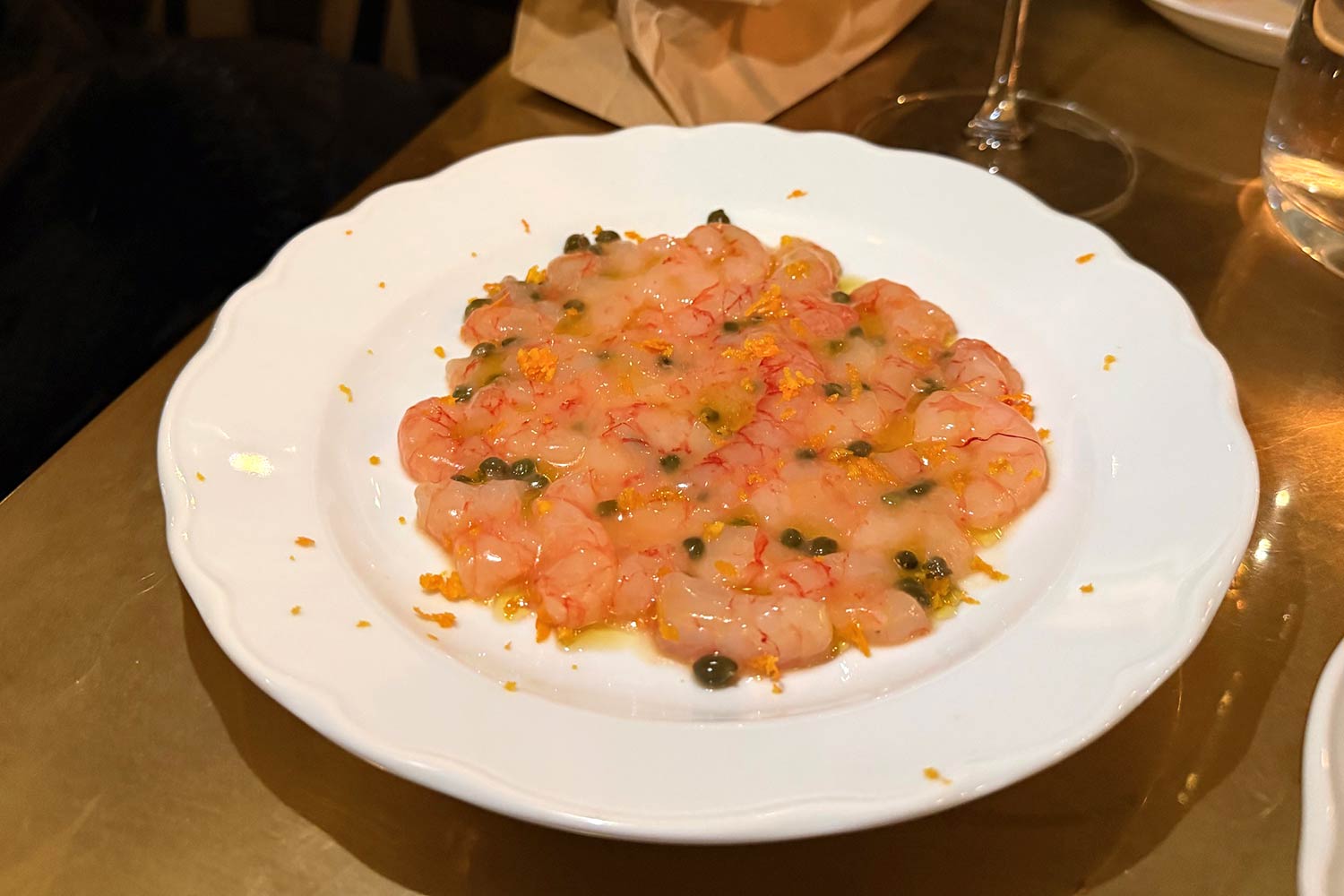 Best things we ate in January - Passione Vino (Clerkenwell) - Sicilian red prawn tartare with orange dressing and capers