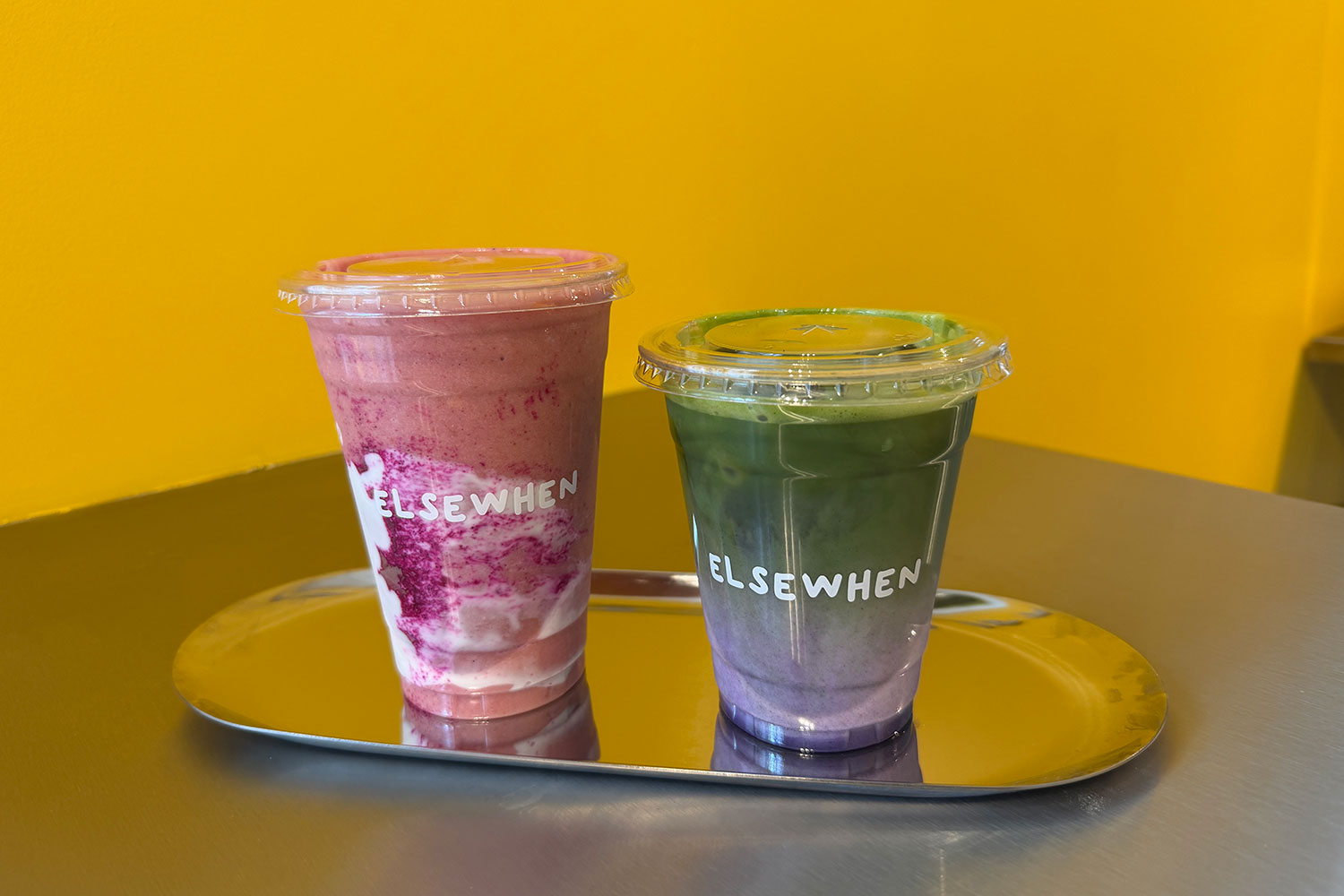 Elsewhen (Islington) - The "Skin Glaze" smoothie and ube matcha latte