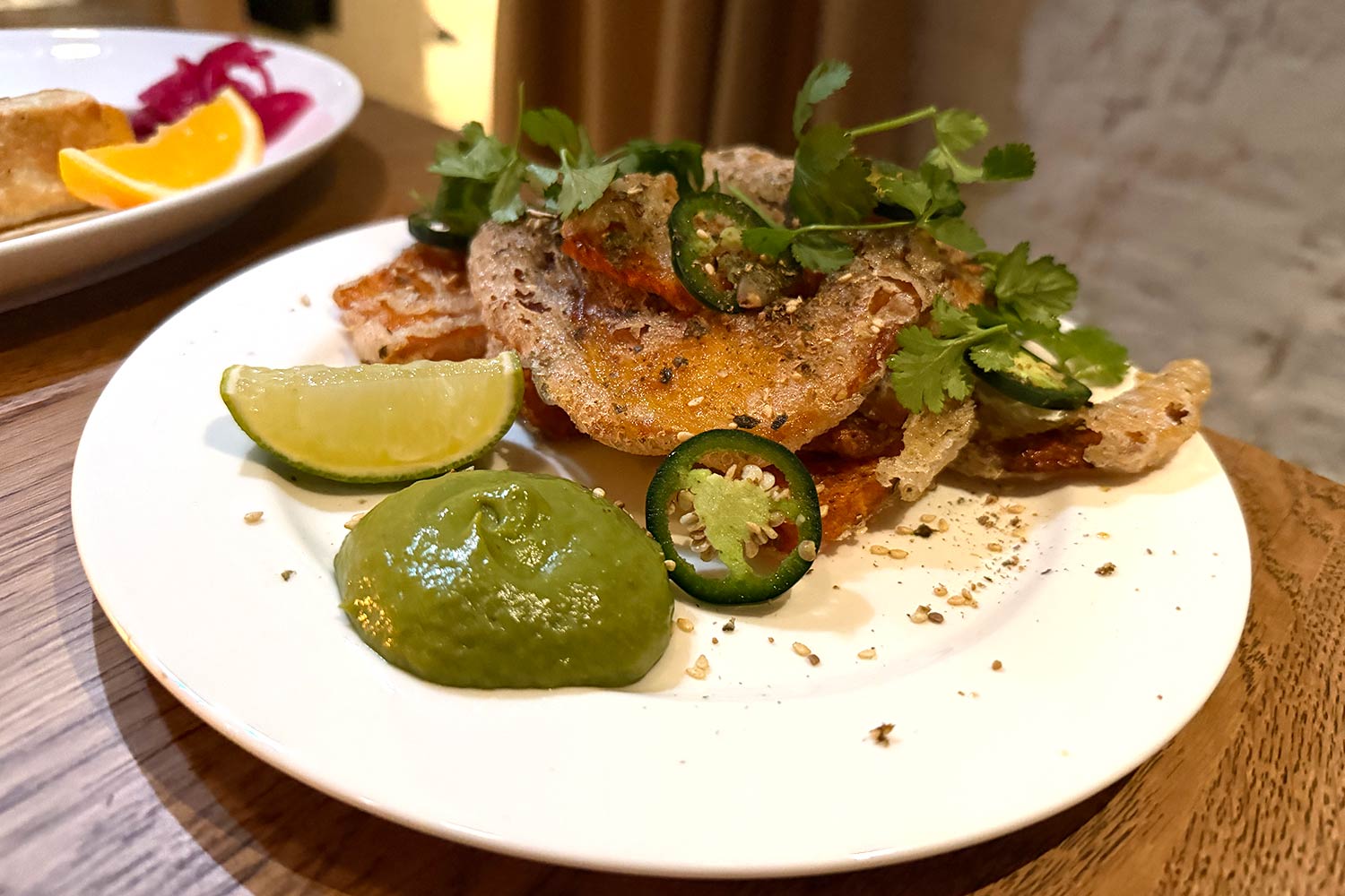 Cometa (Fitzrovia) - Tempura pumpkin with guacasalsa and jalapeno