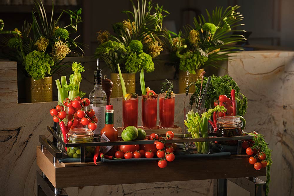 The bloody mary trolley at Straits Kitchen