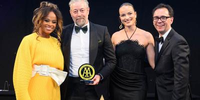 Adam Byatt picks up the Chef's Chef award at this year's AA Hospitality Awards, with eight London restaurants celebrating new rosette wins